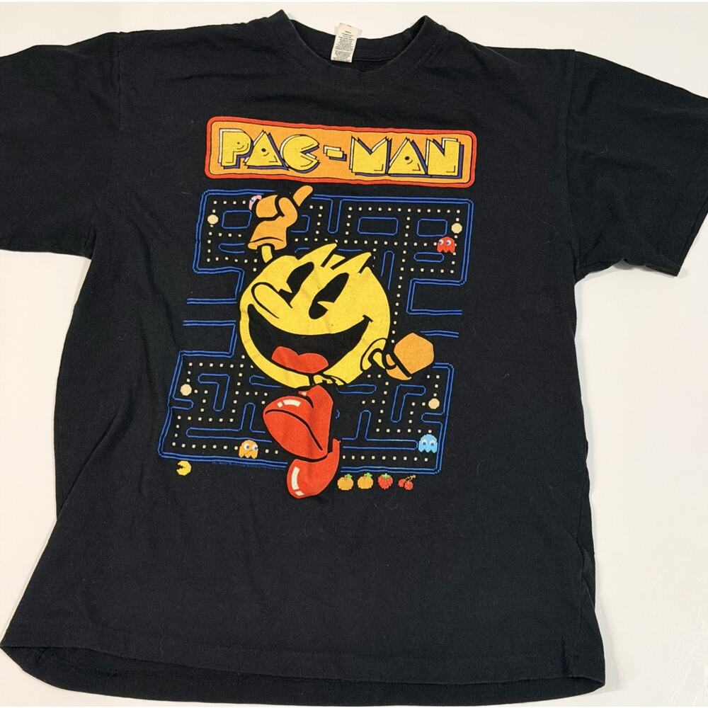 Pac-Man Graphic T Shirt Men's Large Black Retro Arcade Video Game Tee